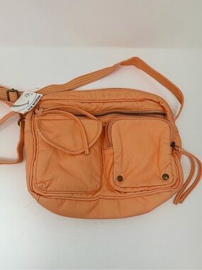 Joe Boxer Coral Orange Crossbody Bag Adjustable Strap Multi Pocket Purse